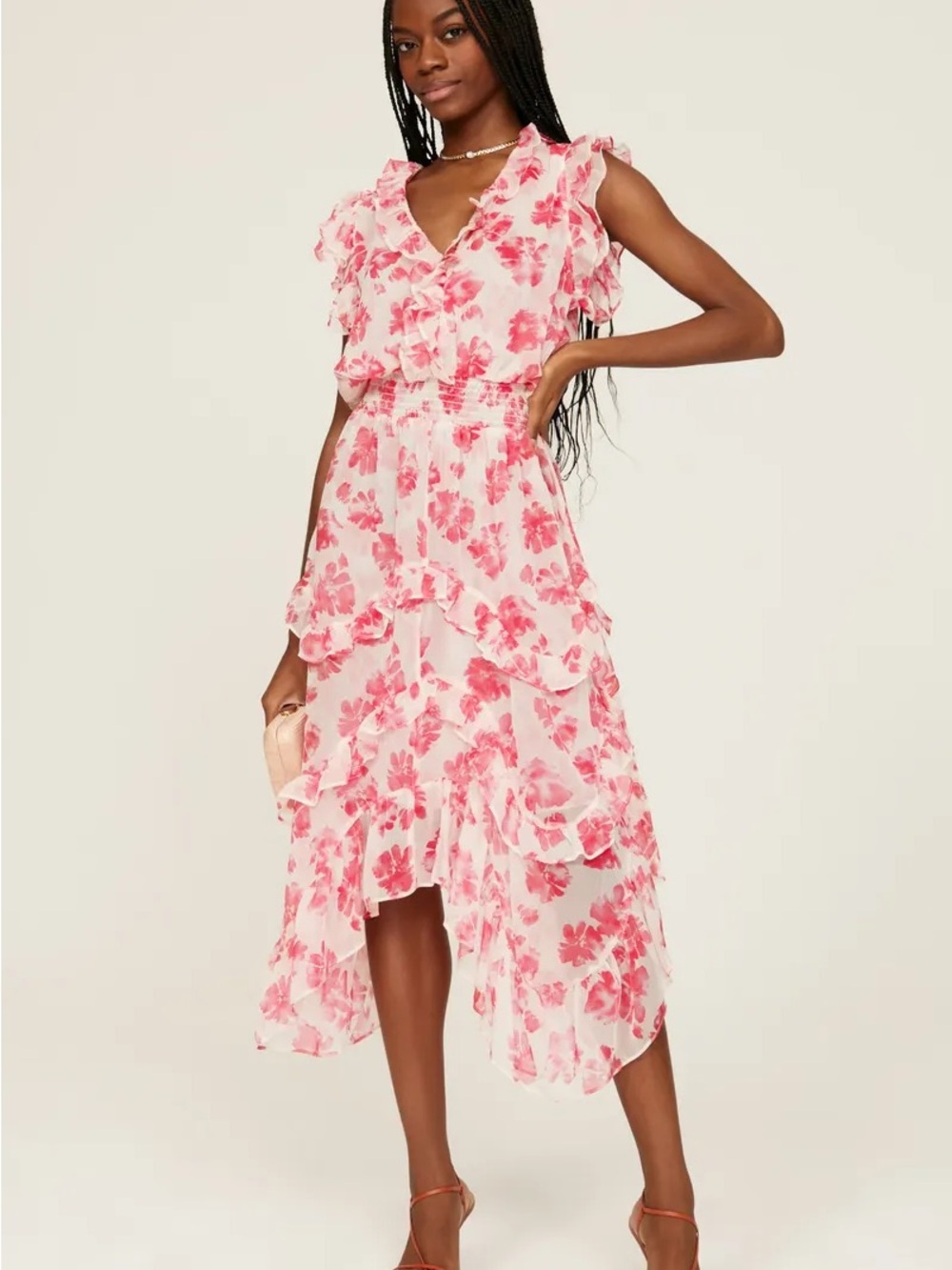 Misa Los Angeles Dakota Dress in Abstract Rose Flora Size Medium